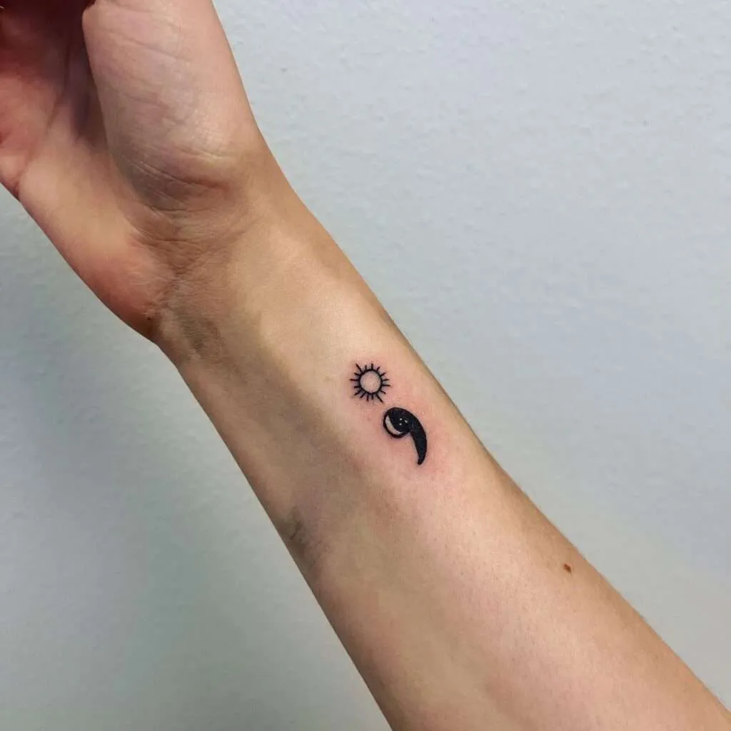 Moon Semicolon Tattoo